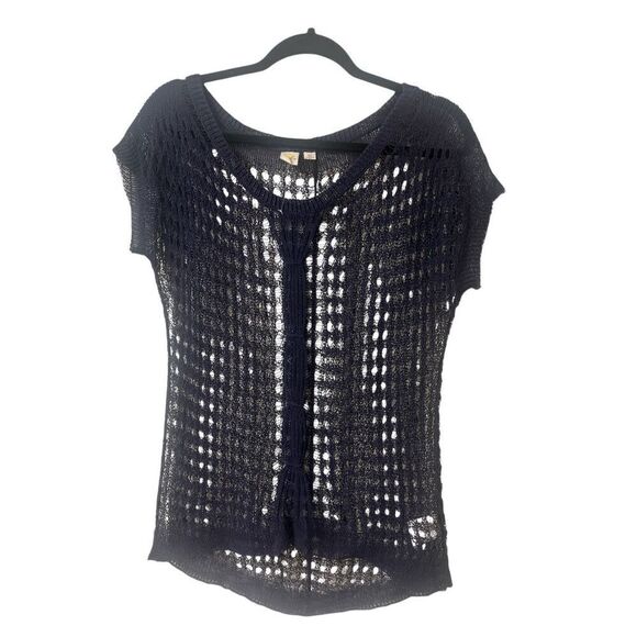 Anthropologie open work top by Yellow bird navy sz small - Picture 1 of 4